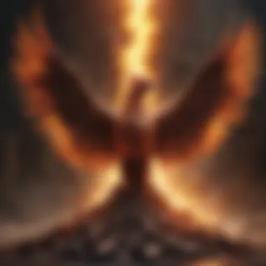 A phoenix rising from ashes as a symbol of rebirth and recovery from alcohol addiction