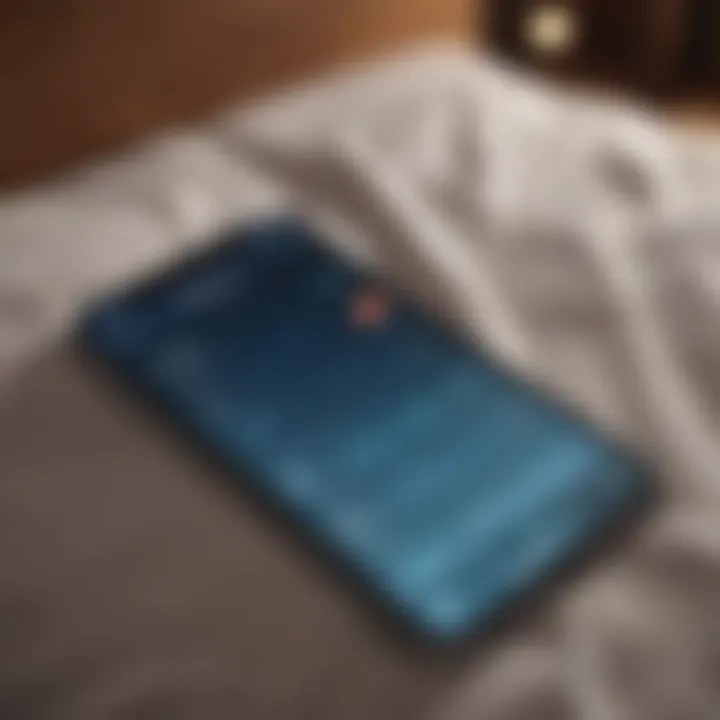 Close-up of a smartphone displaying a sleep tracking app interface