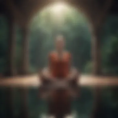 Meditation and Dream Analysis A serene figure meditating amidst dreamlike imagery