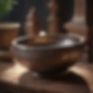 Symbolism in Detail Ancient Indian meditation bowl with intricate engravings