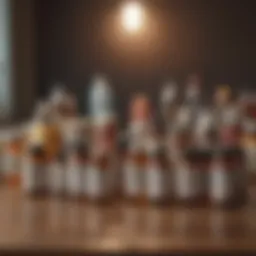 Variety of anxiety medication bottles on a wooden table