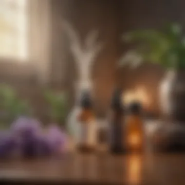 Aromatherapy Wellness Aromatherapy essential oils and diffuser with soft lighting