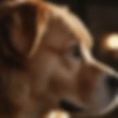 Close-up of a gentle dog gazing lovingly at its owner