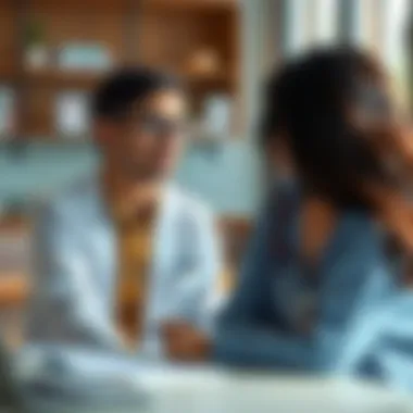 An individual consulting with a healthcare professional