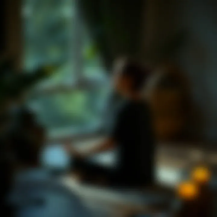 Person meditating in a serene environment
