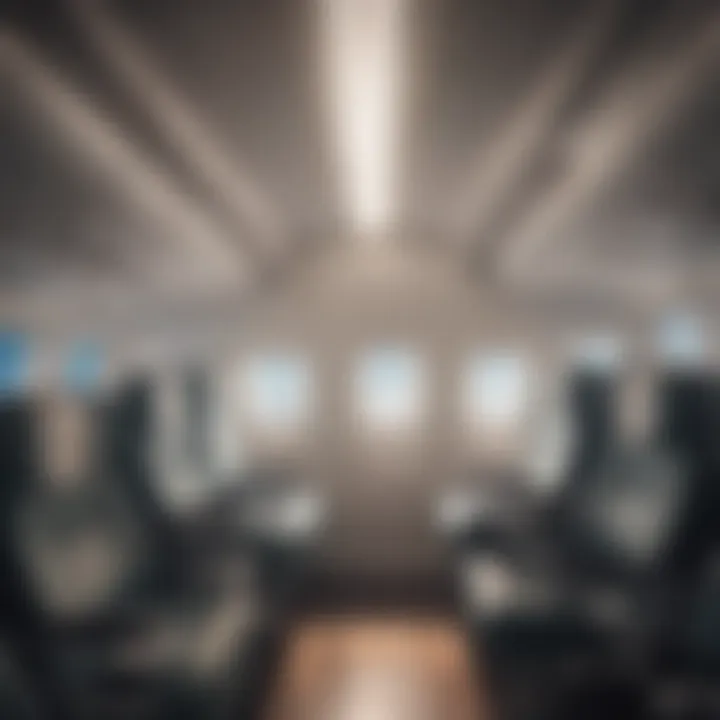 A serene airplane cabin atmosphere