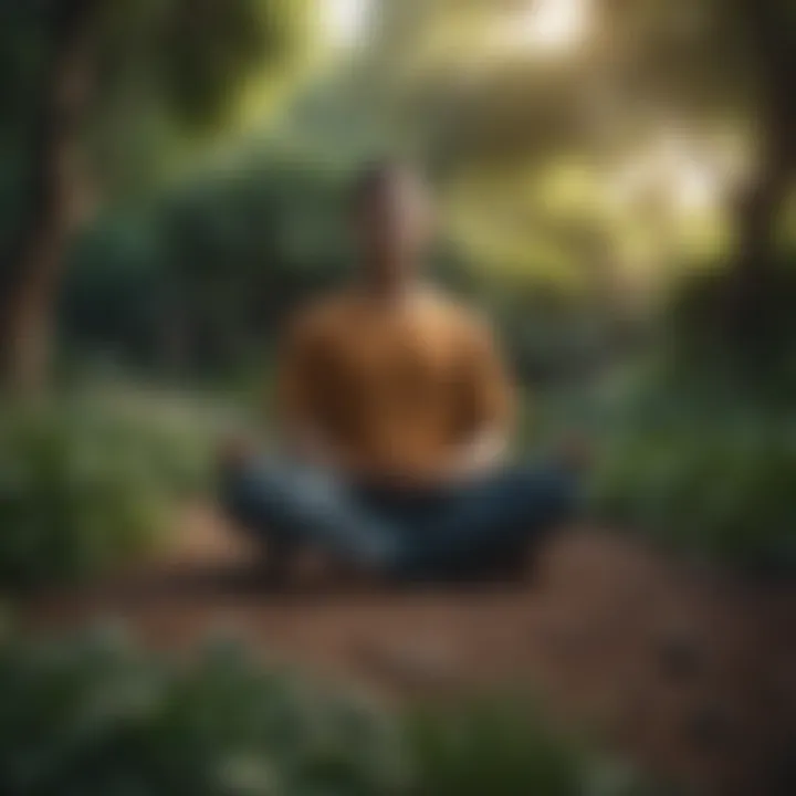 Person meditating in a peaceful garden