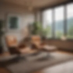 A serene therapy room with comfortable seating and calming decor.
