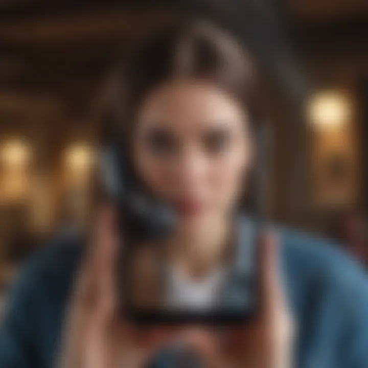 A blurred figure on a phone, suggesting secrecy and hidden communication.