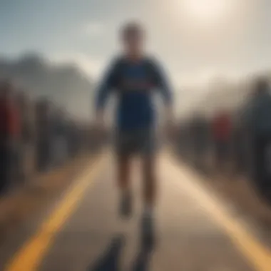 Triumph Beyond Borders: Conquering Mental Hurdles in Charity Walks Illustration of a person crossing a finish line in a charity walk with a sense of accomplishment