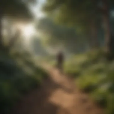 Tranquil Trails: Nature's Therapy in Charity Walks Illustration of a person walking amidst a scenic nature trail during a charity walk