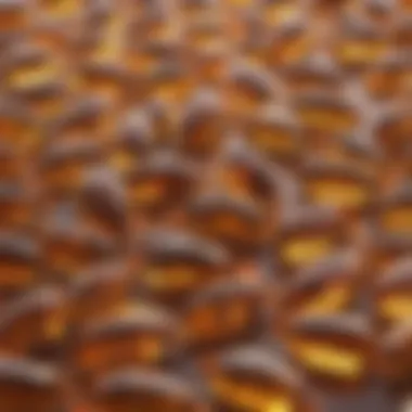 Purity and Dosage of Fish Oil Supplements Close-up of fish oil capsules highlighting purity and dosage aspects