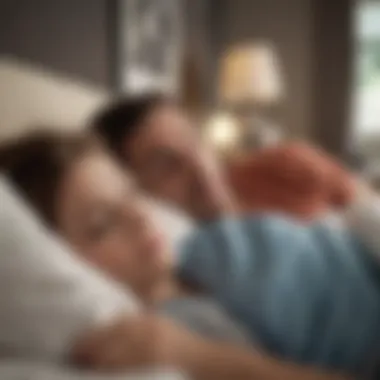 Open Communication on Sleep A couple discussing sleep preferences in a comfortable setting, highlighting communication.
