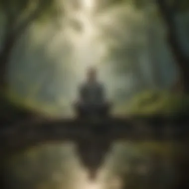 Illustration of a person meditating in a tranquil setting