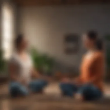 Couple meditating together in calming environment