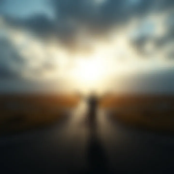 A person standing at a crossroads, illustrating choices