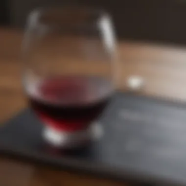 Reflective Self-Assessment A reflective glass of wine placed on an open journal, symbolizing self-assessment.