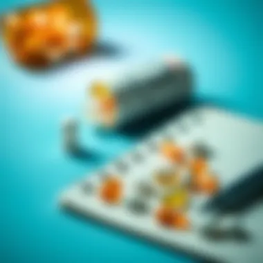 Pills and a notebook symbolizing medication and coping strategies