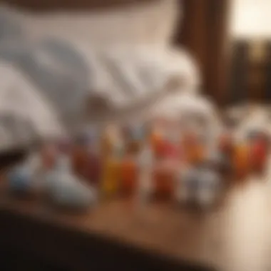 Diverse Ear Plug Types An assortment of ear plugs on a bedside table, showcasing different styles and materials.