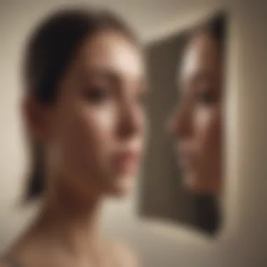 Silhouette of a person staring at a distorted mirror reflection