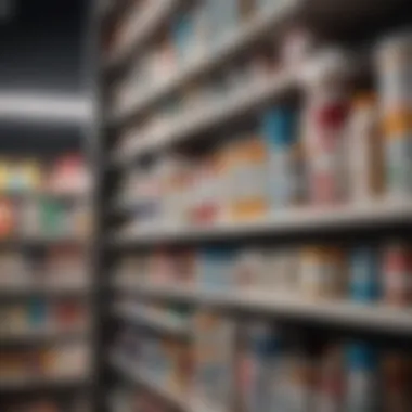 A visually appealing representation of various ADHD medications on a pharmacy shelf