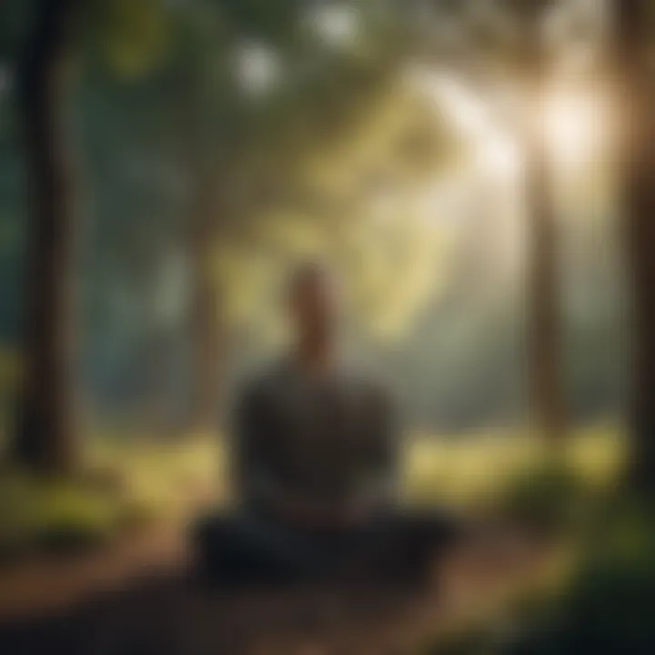 Person meditating in a serene nature setting