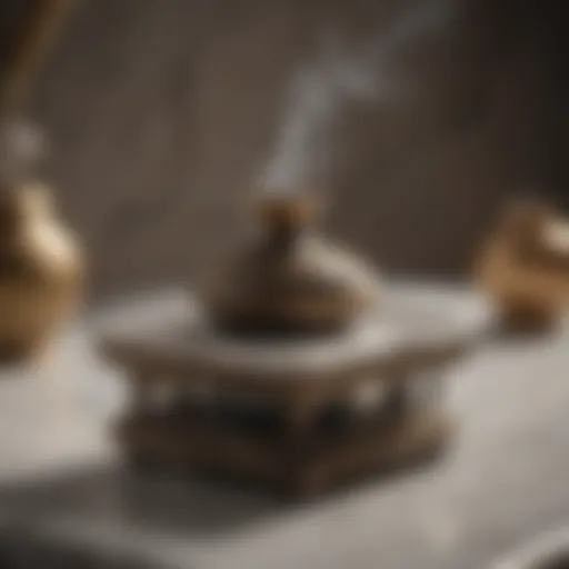 Elegant incense burner on a marble table