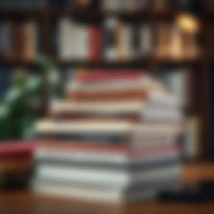 A stack of psychology textbooks and resources for continued education