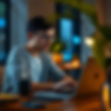 An individual reviewing psychology job listings on a laptop