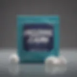 Close-up of nicotine gum packaging showcasing its design.