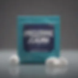 Close-up of nicotine gum packaging showcasing its design.