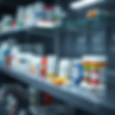 Anxiety Medications Overview Illustration of various anxiety medications on a pharmacy shelf.