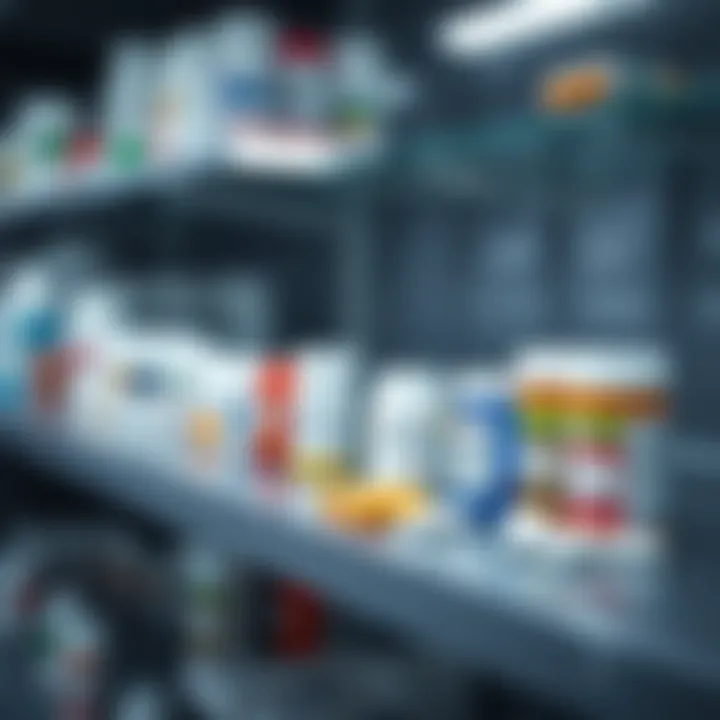 Anxiety Medications Overview Illustration of various anxiety medications on a pharmacy shelf.