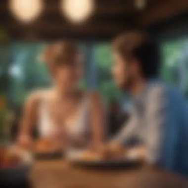 Creating the Ideal Ambiance for Intimacy A serene setting featuring a romantic dining experience