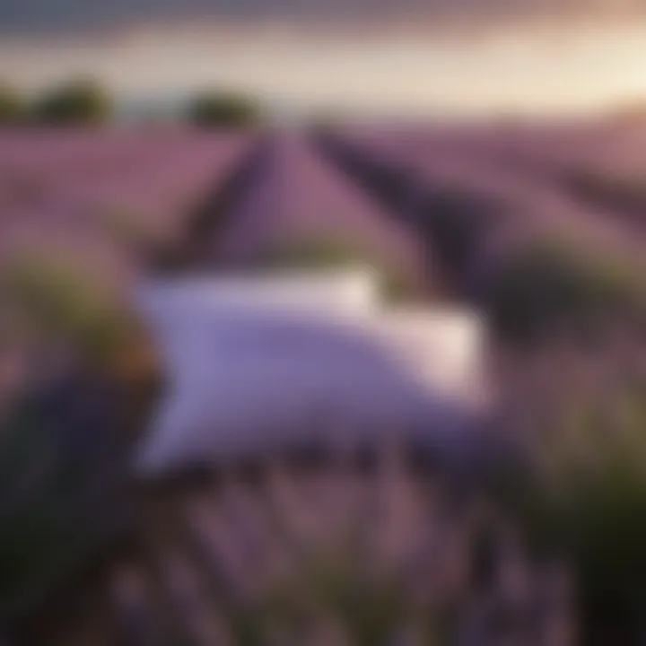 A tranquil setting featuring a lavender field and eye pillows