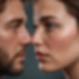 An abstract depiction of emotional barriers in relationships