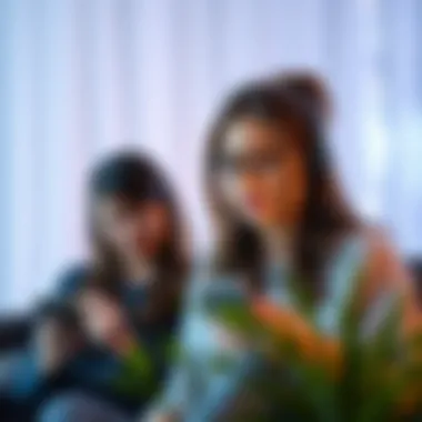 Artistic depiction of connecting through technology for mental wellness