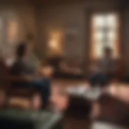 Illustration depicting a licensed counselor conducting a therapy session