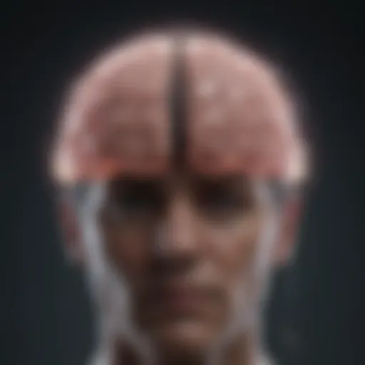 A brain with digital screens reflecting various emotions