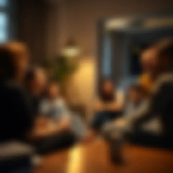Guidance in Navigating Family Dynamics Therapist guiding a family session towards resolution