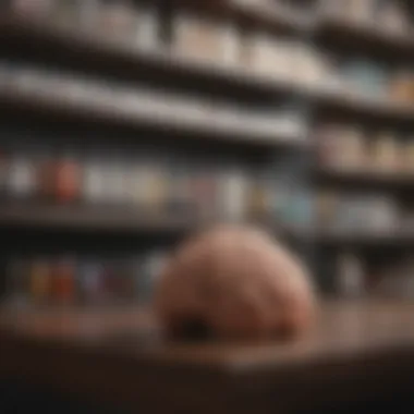 Resources for brain health displayed on a shelf