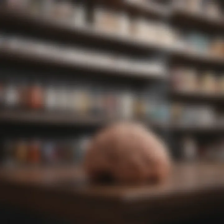 Resources for brain health displayed on a shelf