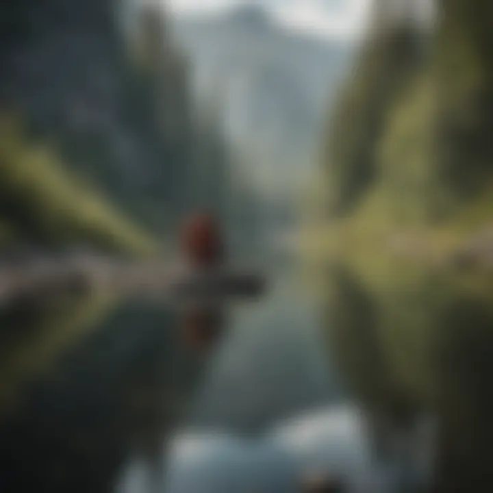 Hiker meditating by a peaceful lake