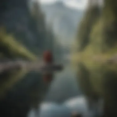 Hiker Meditating by a Peaceful Lake Hiker meditating by a peaceful lake