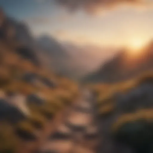 Serene mountain landscape at sunrise