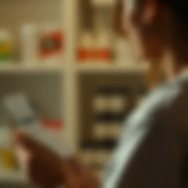 Reading the Label of OTC Anxiety Medication A person reading a label of an OTC anxiety medication