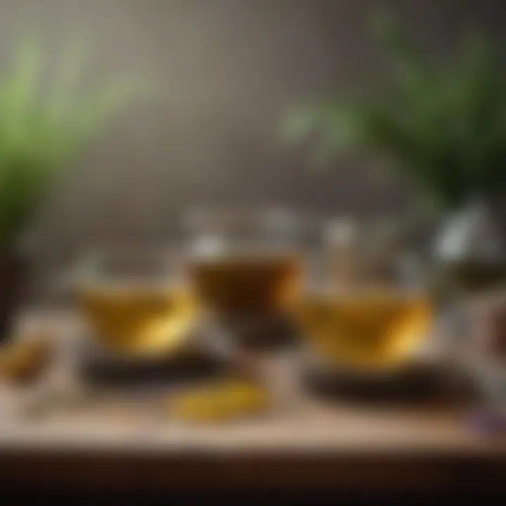 An elegant display of herbal teas with calming ingredients like chamomile and lavender