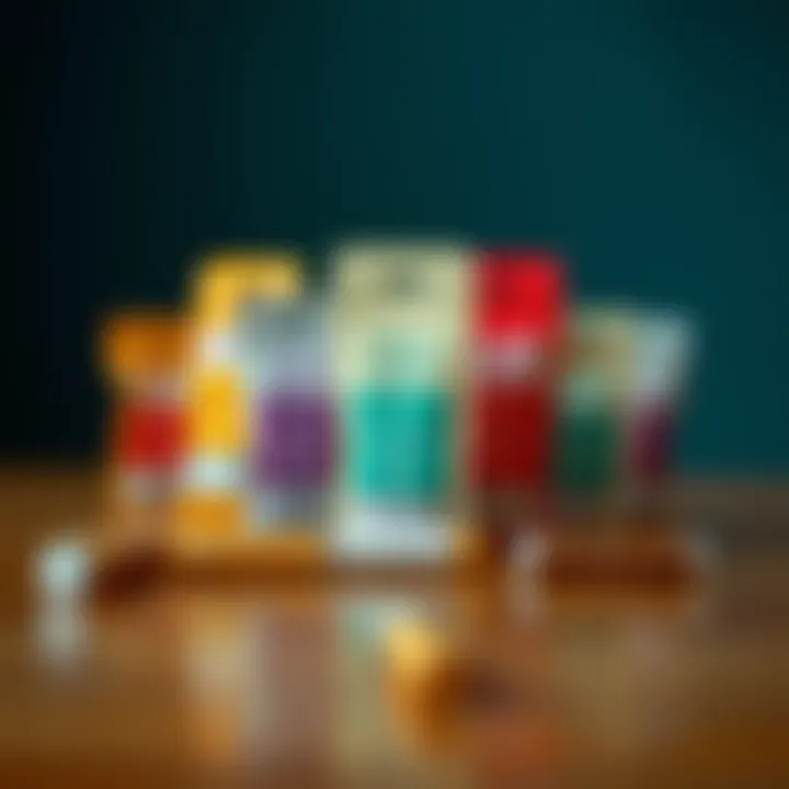 Assorted Nicotine Pouches An assortment of nicotine pouches displayed on a wooden surface