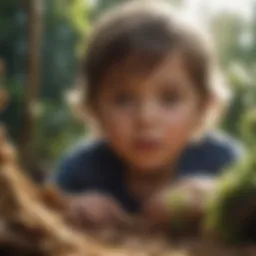 Child exploring sensory play with natural materials