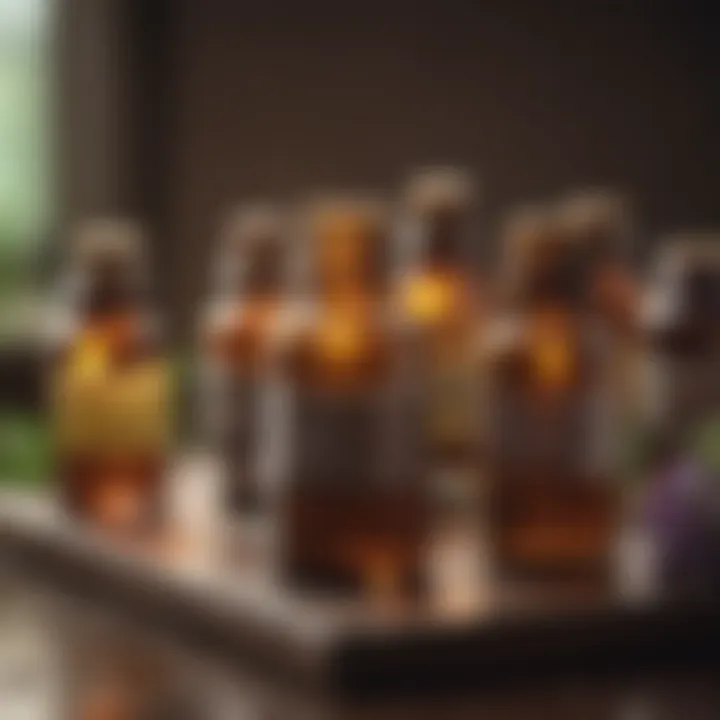 Bottles of high-quality essential oils on display